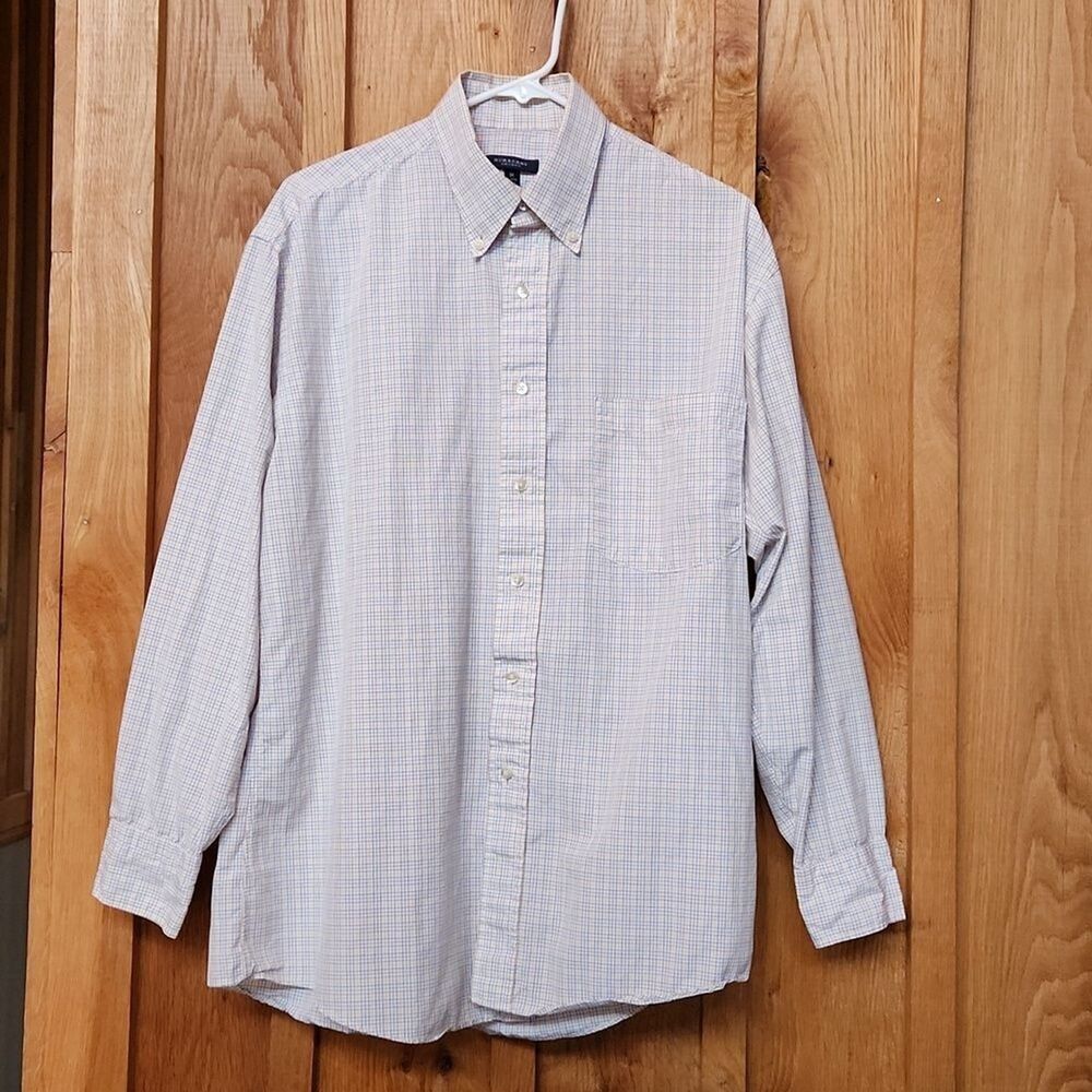Burberry London Long Sleeve Button Down Casual Shirt, Medium, Blue & Cream Plaid